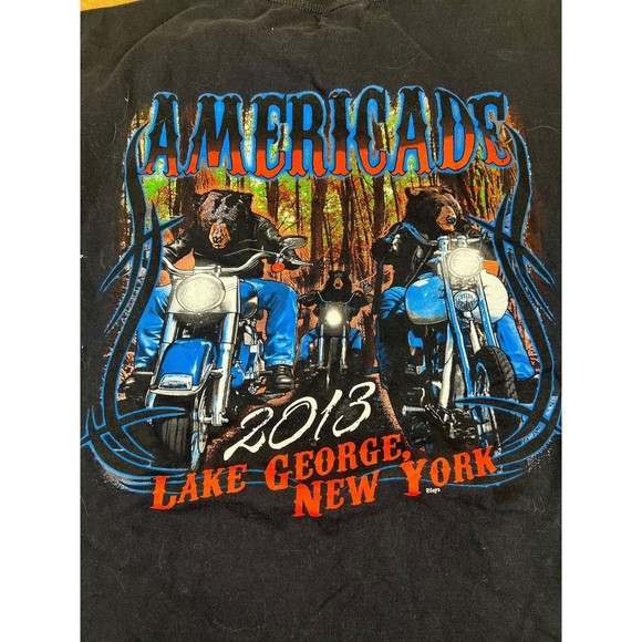 VTG Anvil T Shirt Men XL Black Sleeveless Americade 2013 Biker Shirt Paint Splat - Picture 5 of 5